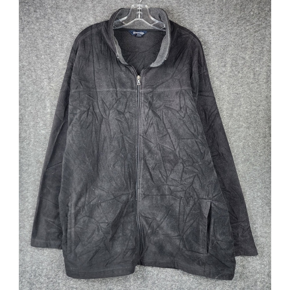 St. John's Bay Fleece Jacket Mens 4XL Black Full Zip Mock Neck Relaxed Fit